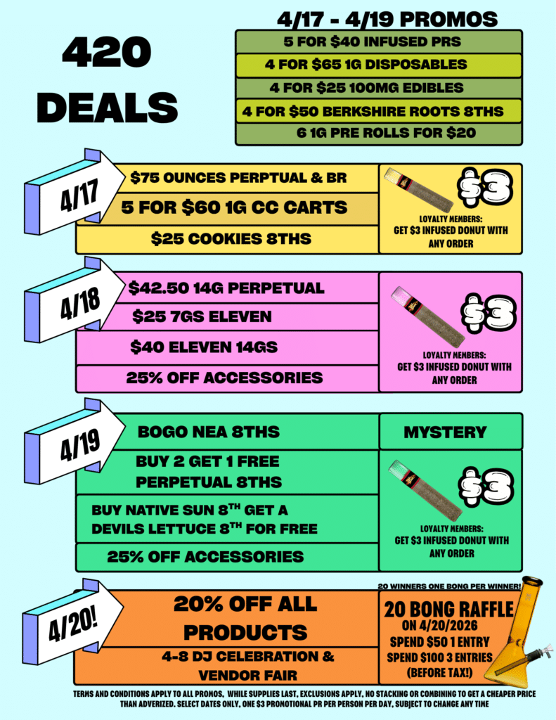 420 Deals at Zaza green